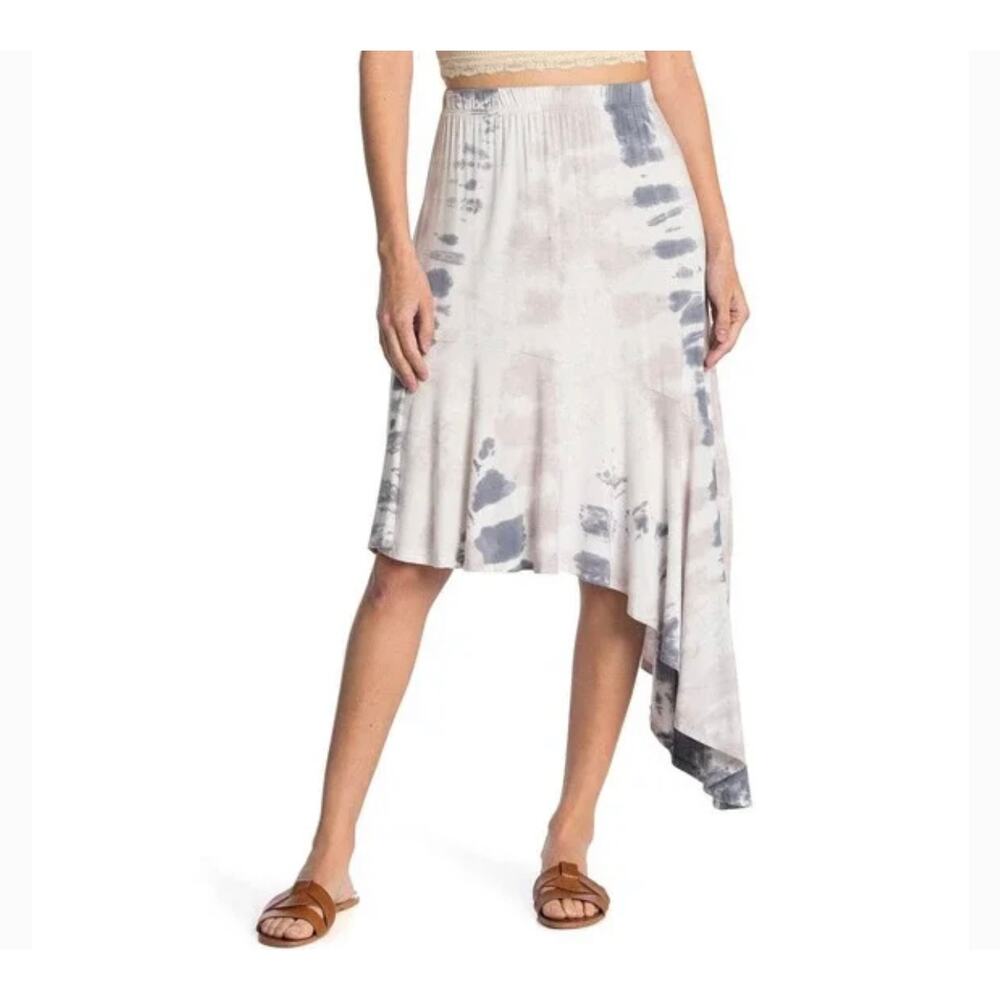 Go Couture Tie Dye Asymmetrical Hem Midi Skirt Size M NWT